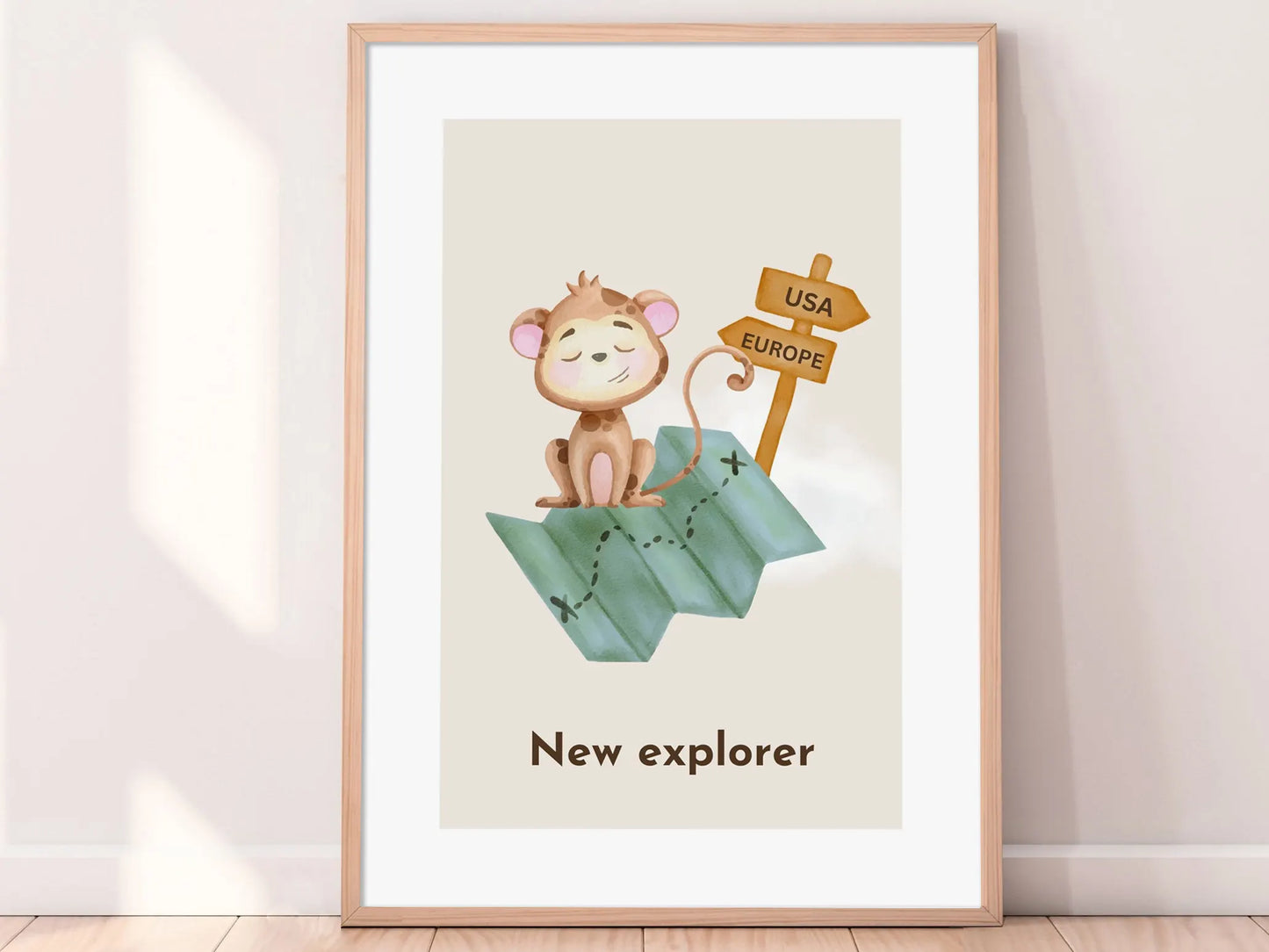 Animal poster decor - monkey map