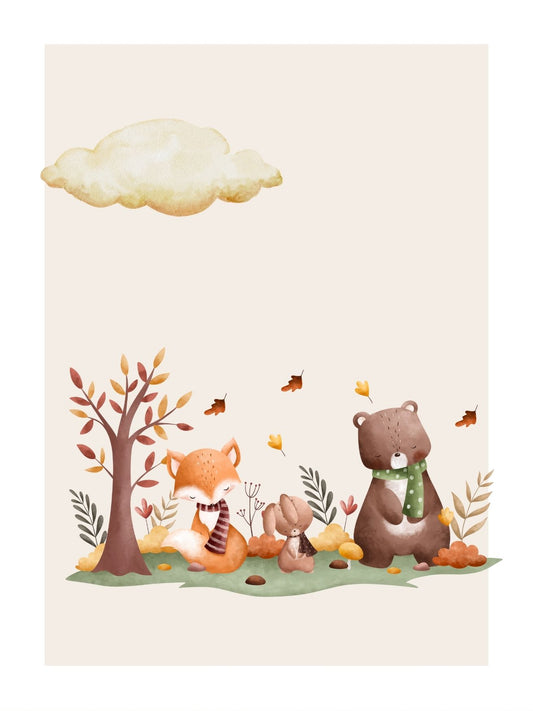 autumn bear fox rabbit