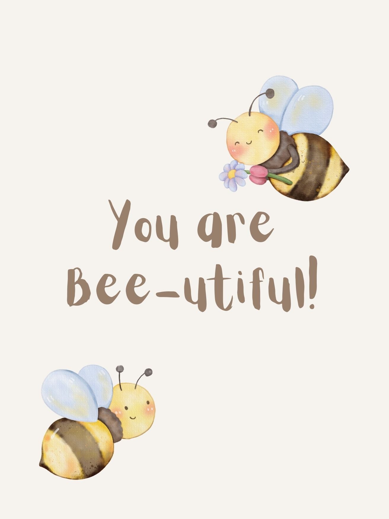 Cute Bee Poster for Kids Room