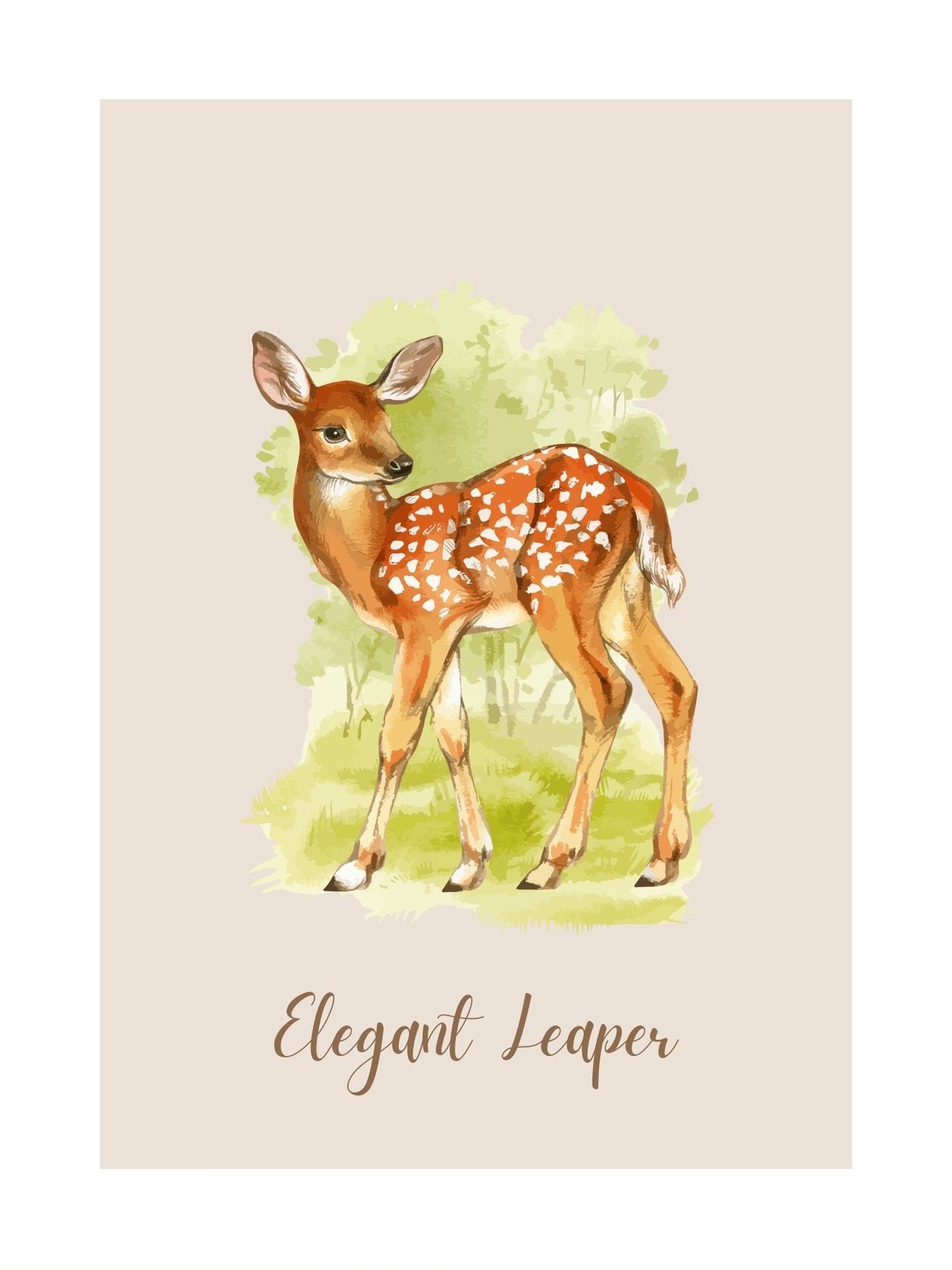 Elegant Leaper - Adorable Deer Illustration Print for Kids' Rooms