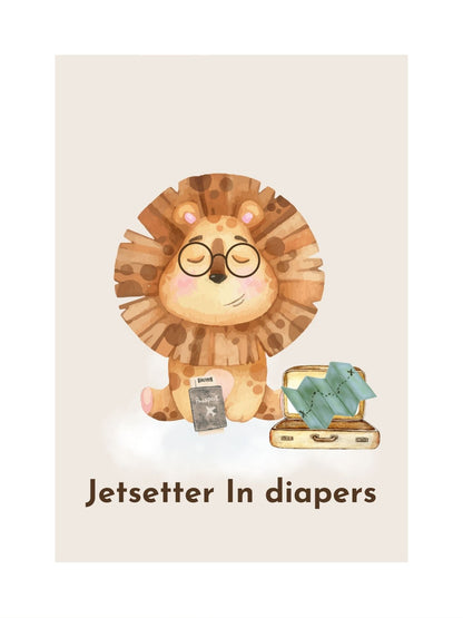 Adventure awaits nursery decor – Jetsetter in diapers - set of 3 posters