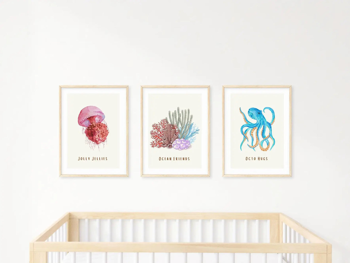 Ocean nursery - Sea animal prints for nursery - Set of 3